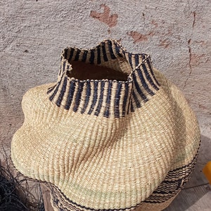 Woven straw pot basket, cute flower pot basket, natural flower basket, colored-grass art basket, office decor basket, Fairtrade basket