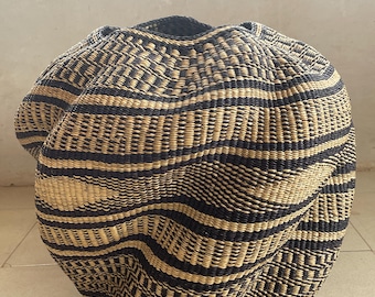 Gran jarrón de paja, gran cesto para macetas, cesto decorativo de paja, cesto para macetas onduladas, cesto de arte nativo, cesto de diseño tejido a mano, cesto de arte africano