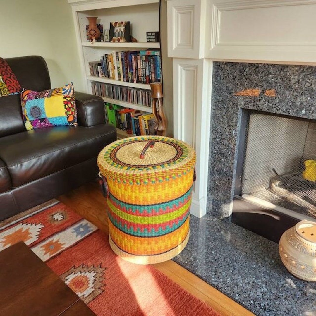 Xxl Laundry Basket With Lid and Leather Handle Handmade Etsy
