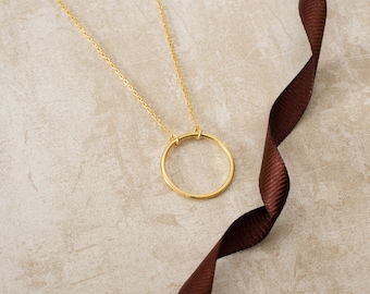 Open Circle Necklace, SILVER, GOLD, ROSE Gold, Simple Dainty Gold Circle Necklace, Delicate Circle Outline, Mothers Day Gifts - Nck-0169