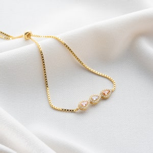 Custom Birthstone Bracelet: Sterling Silver Adjustable Box Chain