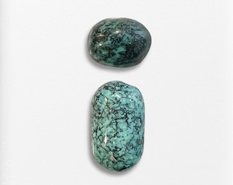2-delige turkoois cabochon set / natuurlijk Hubei turkoois / Hubei turkoois cabochon / Los turkoois / Sieraden maken / cloud mountain