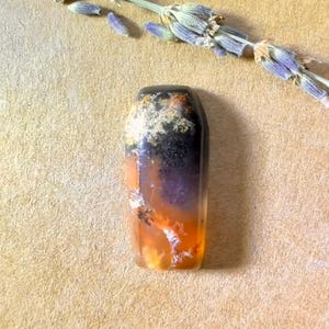 Indonesian Purple & Orange Moss Coffin Agate Cabochon, Indonesian Agate, Moss Agate, Plume Agate, Jewelry Making, Coffin Shaped, wire wrap