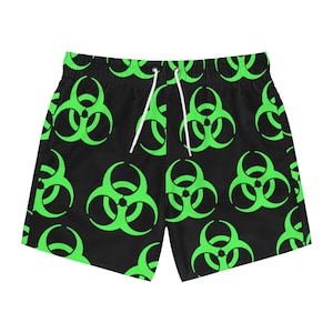Biohazard zwarte limoengroene zwembroek Zomerfestival Rave Vacation Techwear