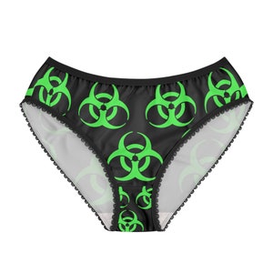 Biohazard Print Green Briefs Underwear - Goth Techwear Festival Rave