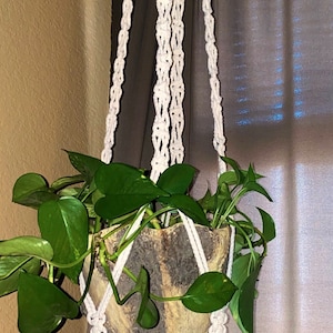 Large macrame plant hanger in natural white