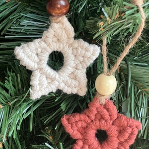 Star ornament set, macrame star Christmas ornaments, set of three