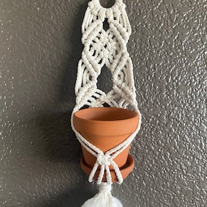 Wall hanging plant holder with terra cotta pot, small plant hanger, pot included