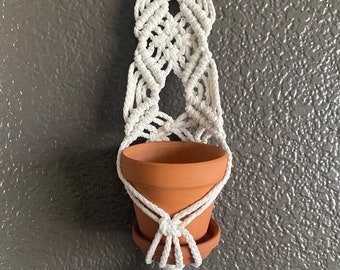 Wall hanging plant holder with terra cotta pot, small plant hanger, pot included