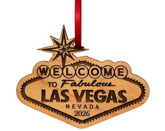 Las Vegas Christmas Ornament 2026: Laser Cut Wood Souvenir Gift Idea Vegas Sign, Trip Memento Idea