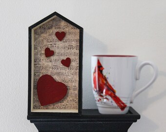 Shadow Box Art, Home Decor, Home Accents, Accent Decor, House Decor, Dual-sided, House Shaped Wooden Shadow Box