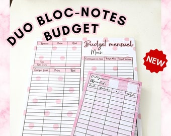 DUO BLOC-NOTES Budget mensuel et trackers suivi| challenge économies, épargnes, budget planner | Blush Budget