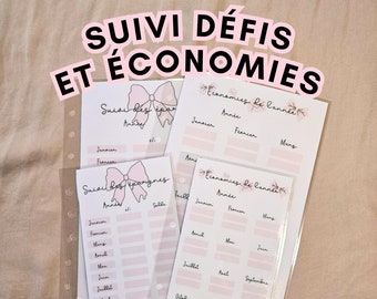 Suivi économies, défis, épargnes, challenges, Blush Budget | A5, A6