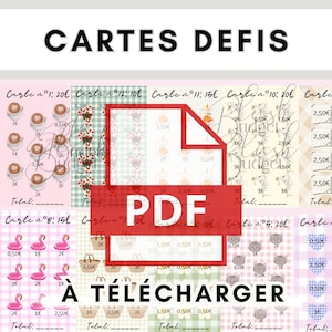 Cartes défis à télécharger, défis et supports économies PDF, format 8x5 | Blush Budget