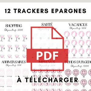 Trackers epargnes minimalistes à telecharger, défis et supports économies PDF, format 8x16 | Blush Budget