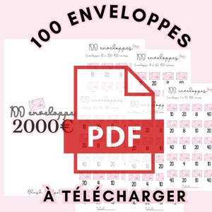 Défis 100 enveloppes à télécharger, défis et supports économies PDF, A5 A6 Blush Budget image 1
