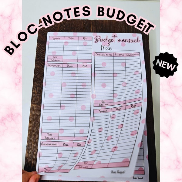 BLOC-NOTES Budget mensuel | challenge économies, épargnes, budget planner, A5 | Blush Budget