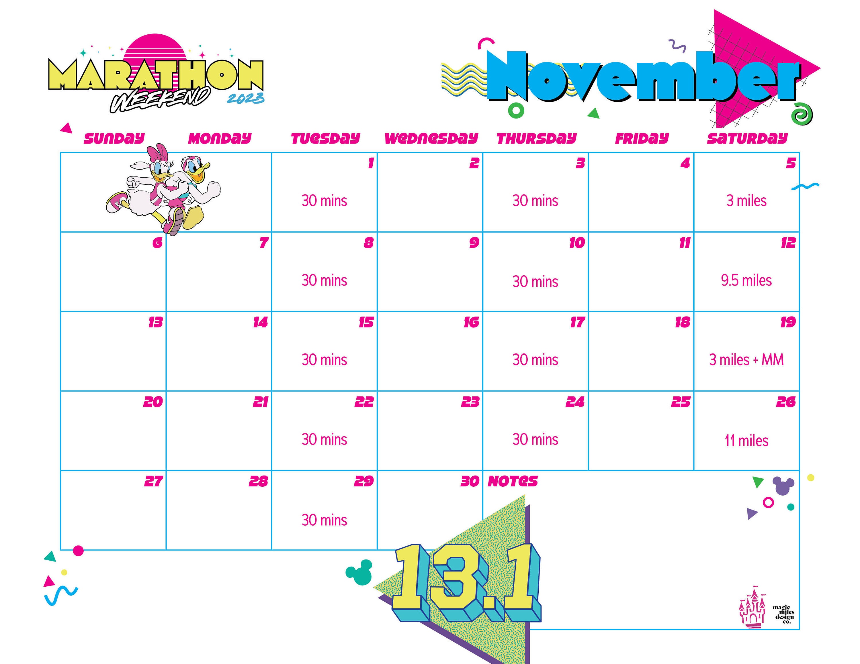 Half Marathon Training Calendar 2023 Marathon Weekend - Etsy