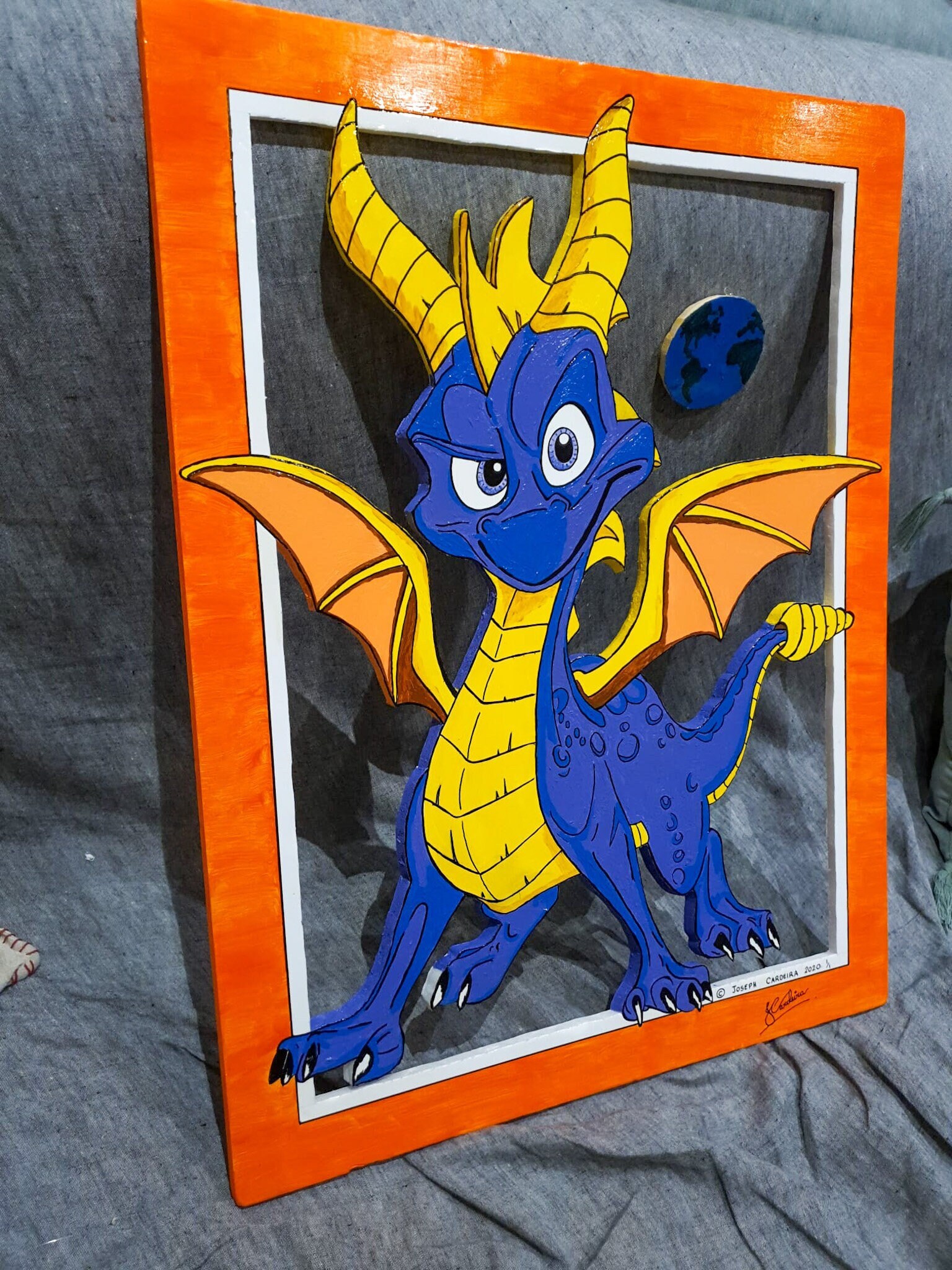 Jcdesign Spyro, Tableau Original Fait-Main, Mousse, Huile sur Toile Personnalisé
