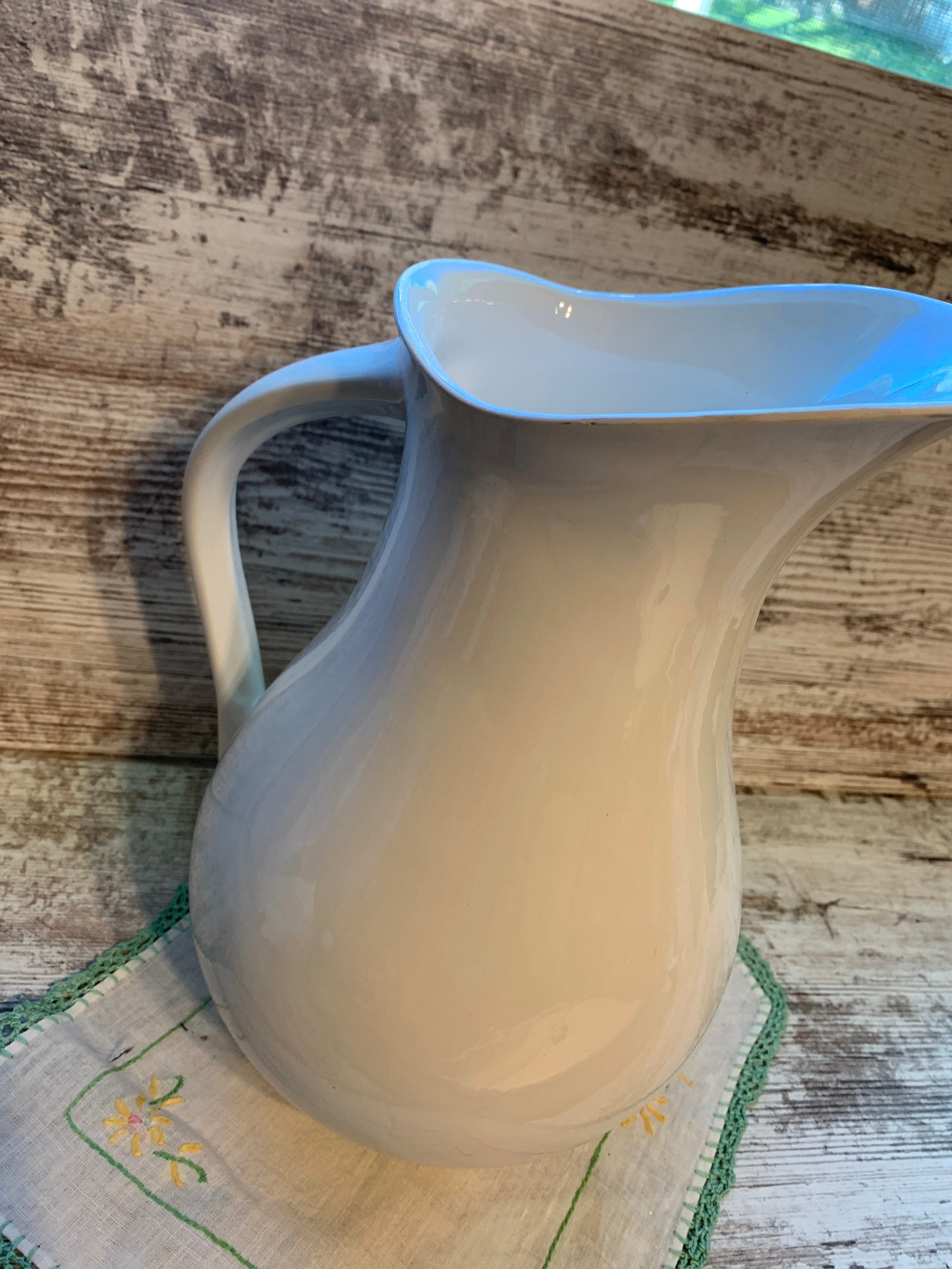 Vintage Simple White Pitcher Vase Ceramic 1970s Holland Mold Etsy