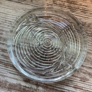 VINTAGE Glass Coaster with Vintage Glass Ashtray, Round Vintage Glass Ashtray