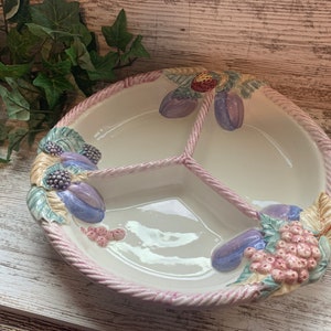 Vintage Tray or Service Plate of Hand-Painted French Ceramics 1960