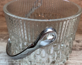 Vintage Teleflora Ice Bucket, glass ice bucket, Mid century barware, water drop glass, tear drop ice bucket