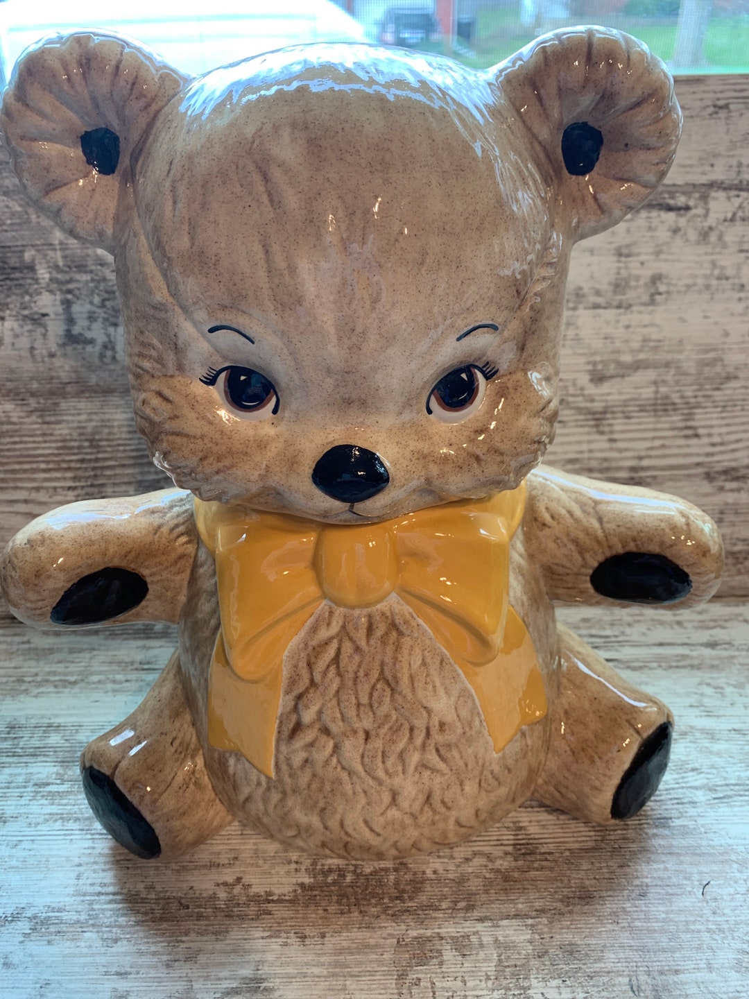 Vintage Teddy Bear Cookie Jar - Etsy