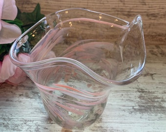 Vintage Pink Swirl Handkerchief Vase