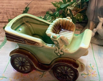 Vintage Green Antique Car Planter