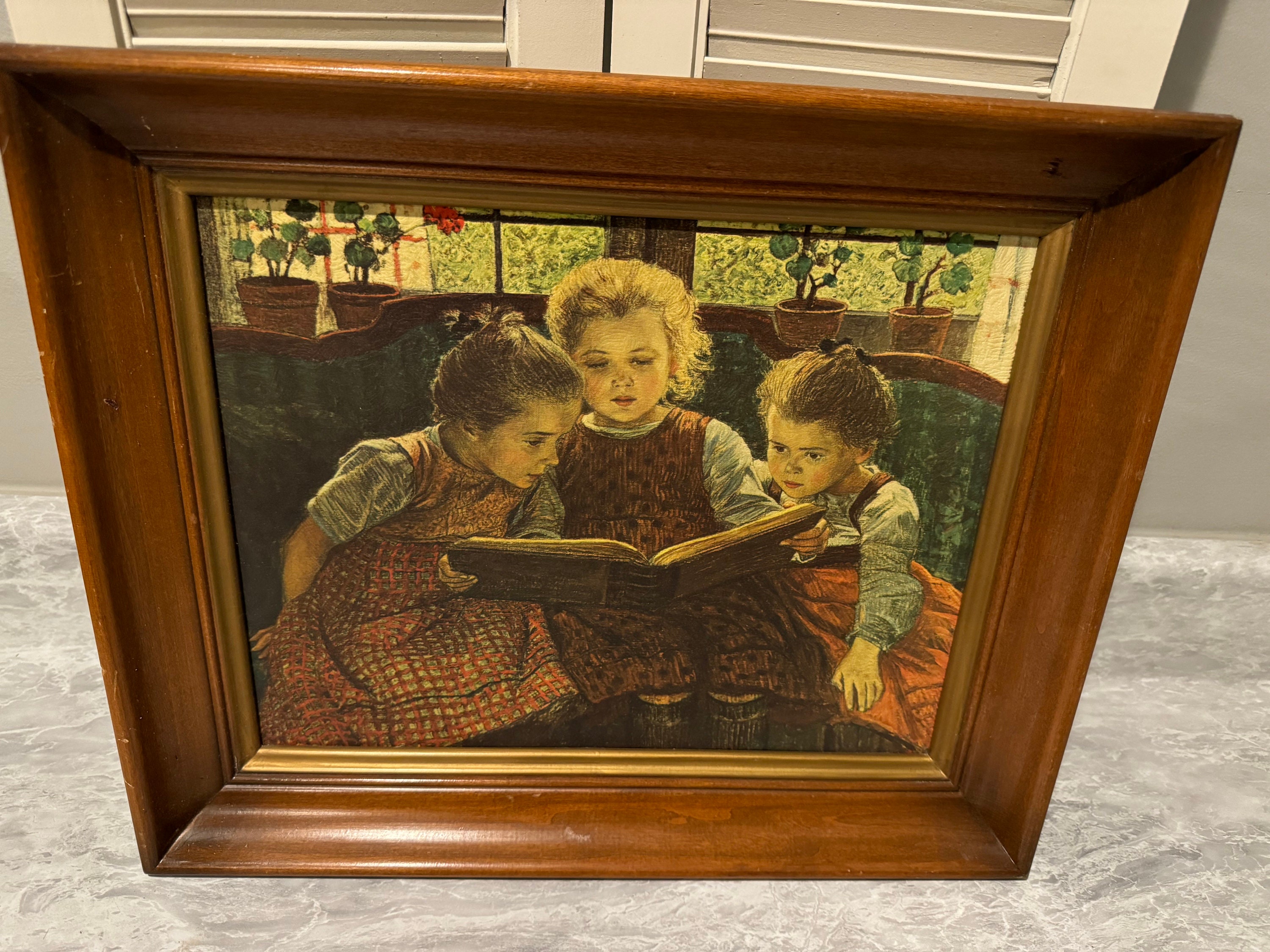 Vintage Three Girls Reading - Etsy