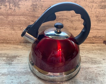 Brandani Whistling Stainless Steal Tea Kettle Red Soft Touch