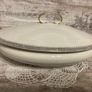 Vintage crooksville China was located in Crooksville, Ohio. The dates of operation were 1902-1959. This beautiful covered vegetable bowl