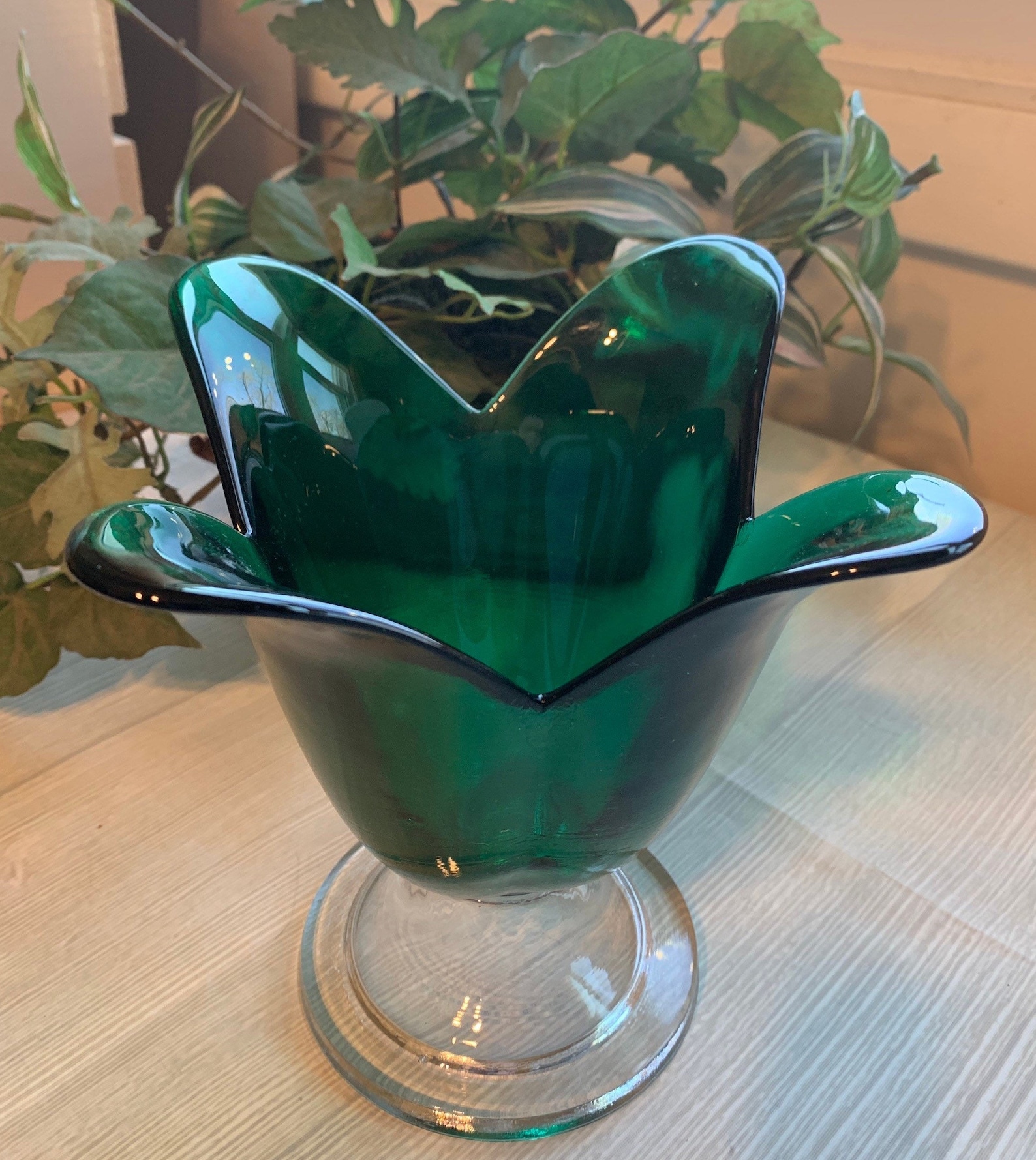Vintage Green Tulip Vase Studio Nova Etsy