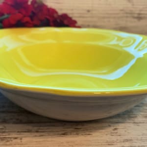 Vintage Yellow & White Ironstone Federalist Bowl