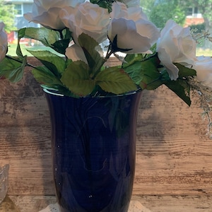 LSA International Blue Crystal Vase 10 1/4” Tall Handcrafted in Poland