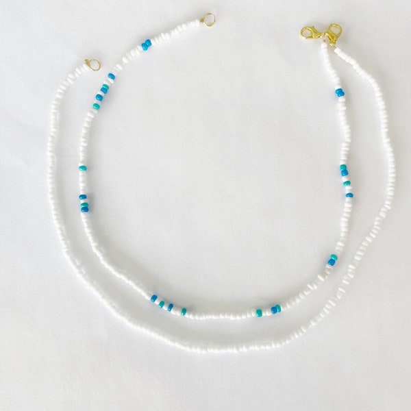 Ocean Seed Bead Necklace,dead bead necklace set of two chokers, summer choker  beaded necklace ,seed bead choker summer ,necklace stack