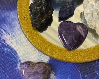 Rare Charoite Tumbled Heart for transformation