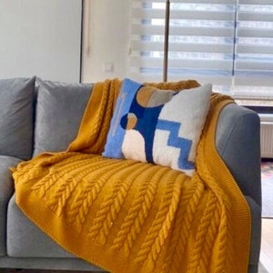 Geometric Patterned Modern Style Punch Needle Pillow Cover, Decorative Embroidered, Cushion Cover, Home Decor, Home Gift