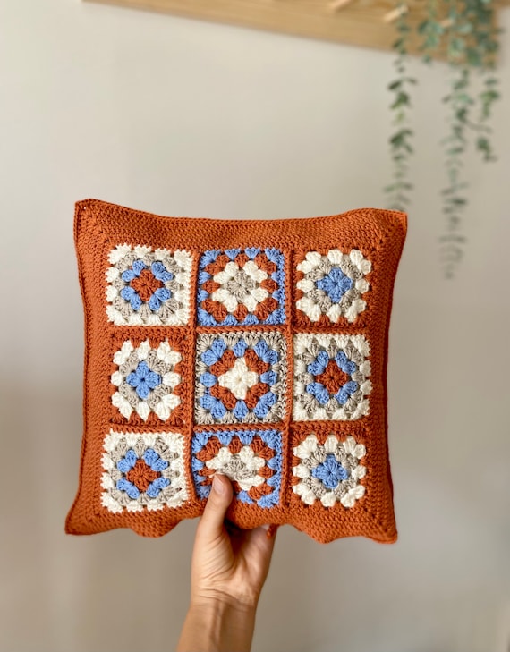 Crochet Granny Square Pillows Crochet Granny Square Pillow Etsy