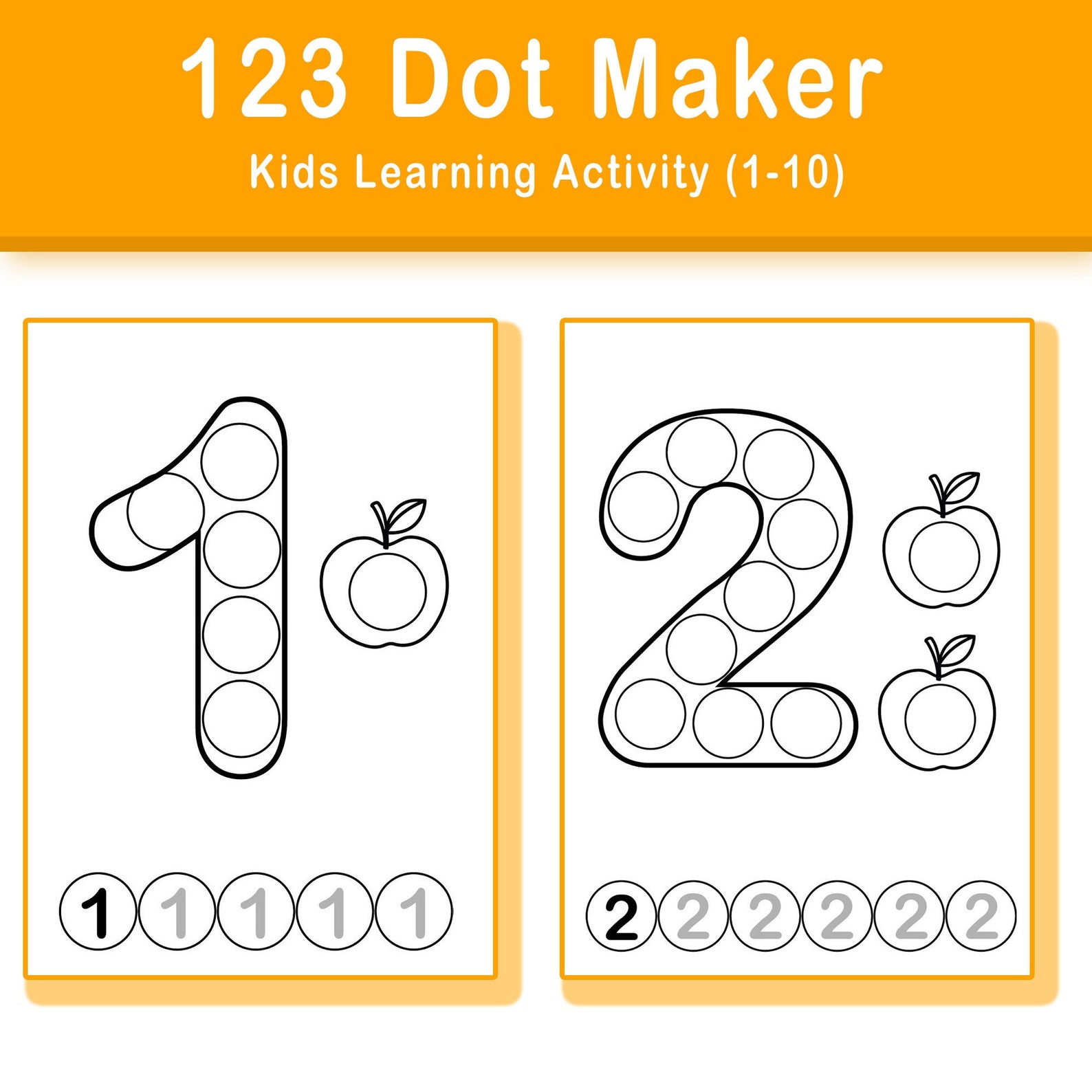 123 Do a Dot Pages Numbers Dot Makers Kids Activity Pages Trace and
