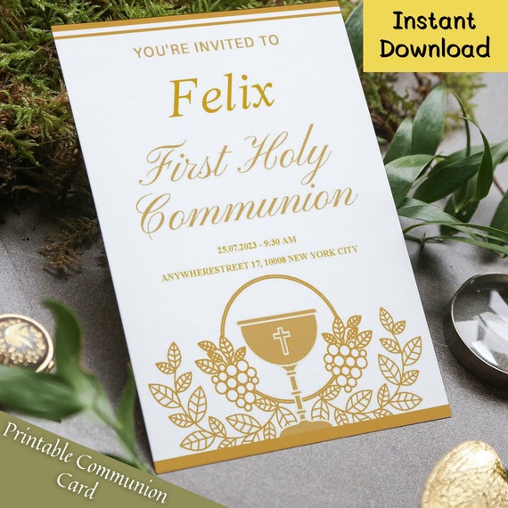 Printable Communion Invitation Card Personalizable Etsy
