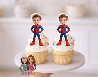 Adornos para cupcakes de araña - Adorno para cupcakes con cara - Cara personalizada - Adorno para cupcakes - Archivo digital