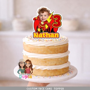 Fastest Hero Birthday Cake Topper – Personalized Face Speed Theme – Digital Download