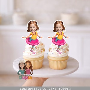 Little Fashion Princess Cupcake Topper – Personalized Face Elegant Theme – Digital Download