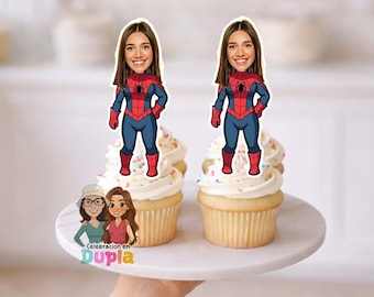 Adornos para cupcakes - Adorno para cupcakes con cara - Cara personalizada - Adorno para cupcakes - Adorno para fiesta de cumpleaños
