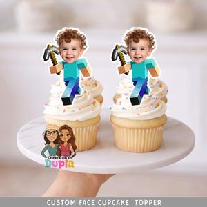 Birthday Cupcake Topper – Custom Face Gamer Theme – Printable Digital File