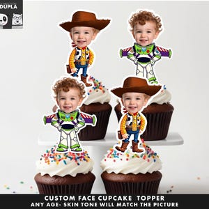 Toppers per cupcake - Topper per cupcake con volto - Volto personalizzato - Topper per cupcake - Topper per feste di compleanno