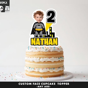Topper per torta supereroe - Topper per torta con volto - Topper per torta con volto personalizzato - Topper per festa di compleanno