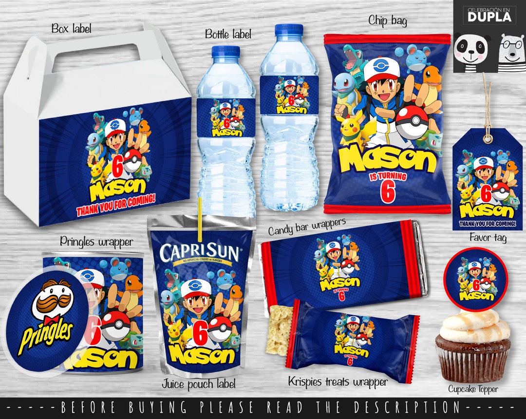 Pokemon Party Bundle Printable Party Bundle Chip Bag Personalized Party Bundle - Etsy